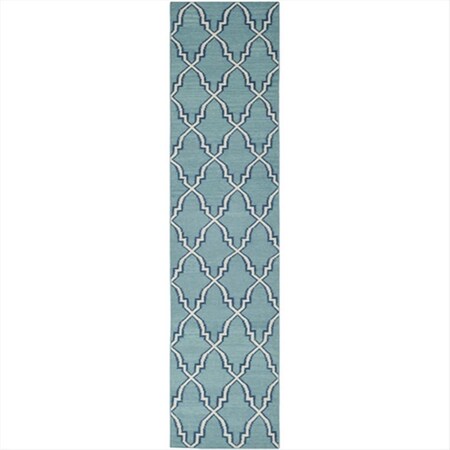 Safavieh 2 Ft. -6 In. X 10 Ft. Runner Contemporary Dhurries- Light Blue And Ivory- Flatweave Rug DHU564B-210
